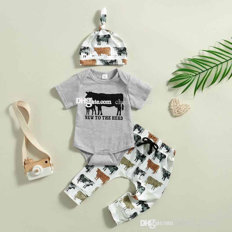 Boy Baby Romper Sets Sets милая детская корова с коротки