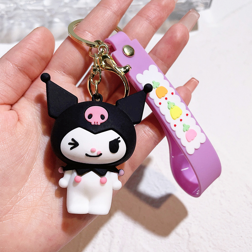 Dekompression Toy Cartoon Key Chain Cute Kuromi Pudding Key Chain Pendant för män och kvinnor