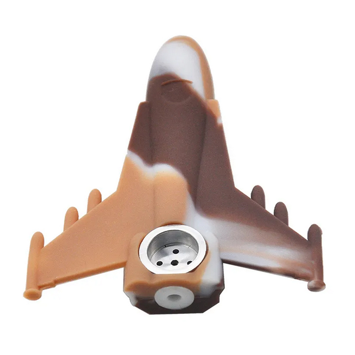 3inch Battleplane shape silicone Hand Smoking Pipe With Metal Bowl Unbreakable Tobacco Tube Water Pipes Bongs Dab Rig