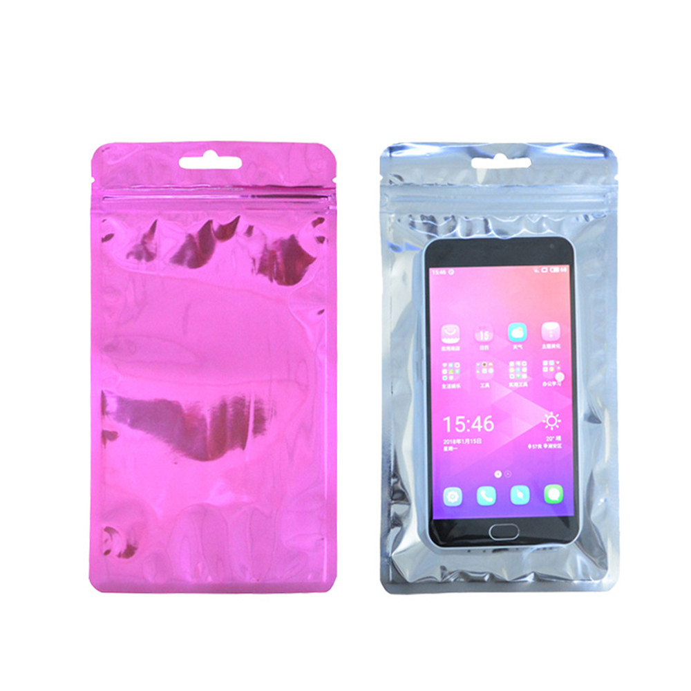 Clear Mylar Foil Zip Bag with Hang Hole Self Grip Seal Tear Notch Resealable Food Snack Phone Case Packaging Pouches