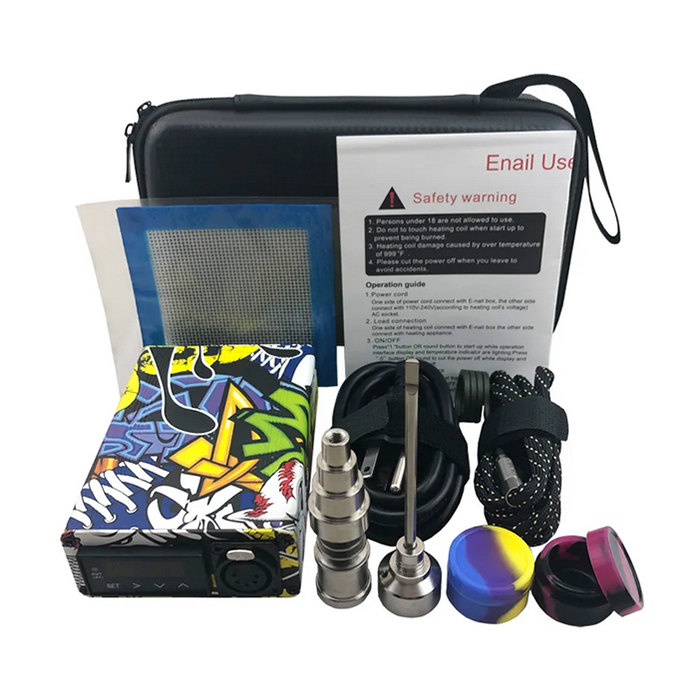 Enail Electric Nail Dab Nail Box Kit PID Regolatore di temperatura 14mm 18mm Maschio Quarzo Chiodi 20mm Bobina Heate Dab Rig Glass Bong