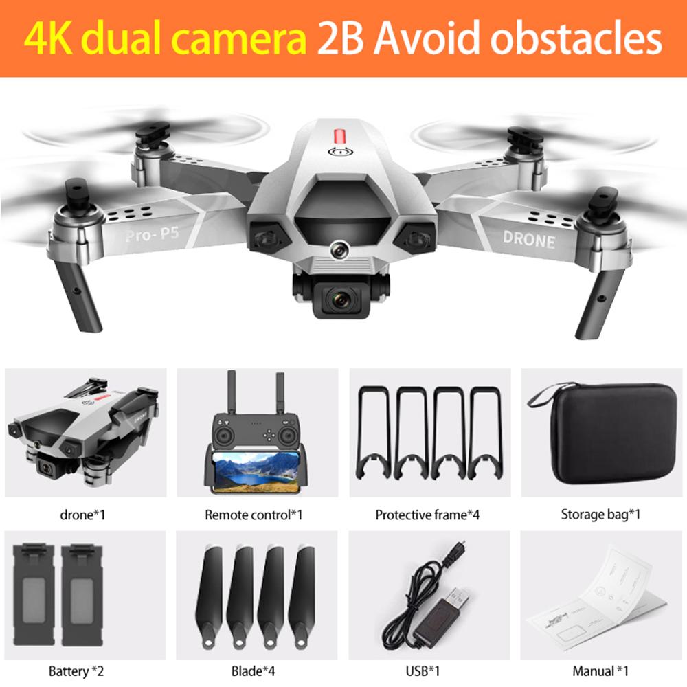 P5 Drone 4K Aircraft Dual Camera Professional Aerial Photography Infrared Hinder Undvikande Quadcopter RC Helicopter Flying Toys Pro-P5 VS S70 E88