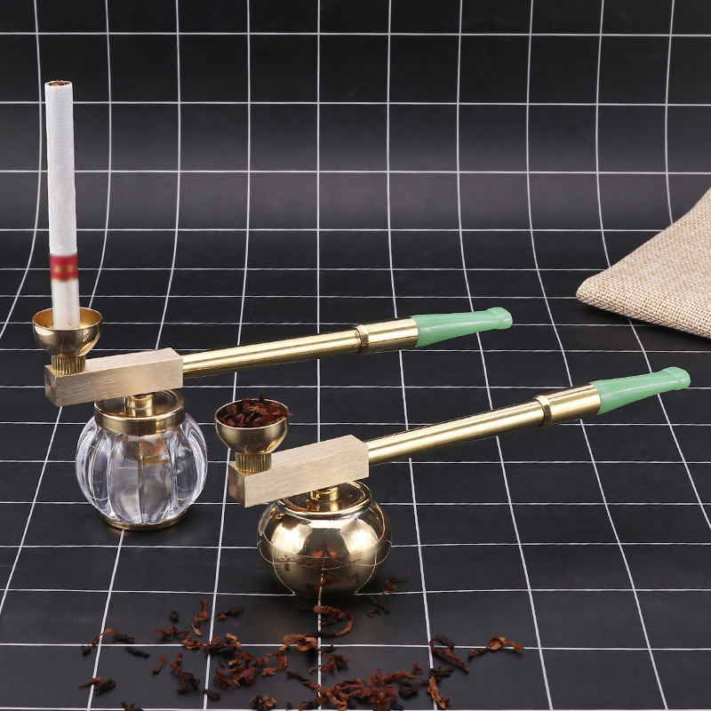 Smoking Pipes Dual purpose copper metal water pipe with hookah pot, old-fashioned dry tobacco rod, men's portable water filter pipe