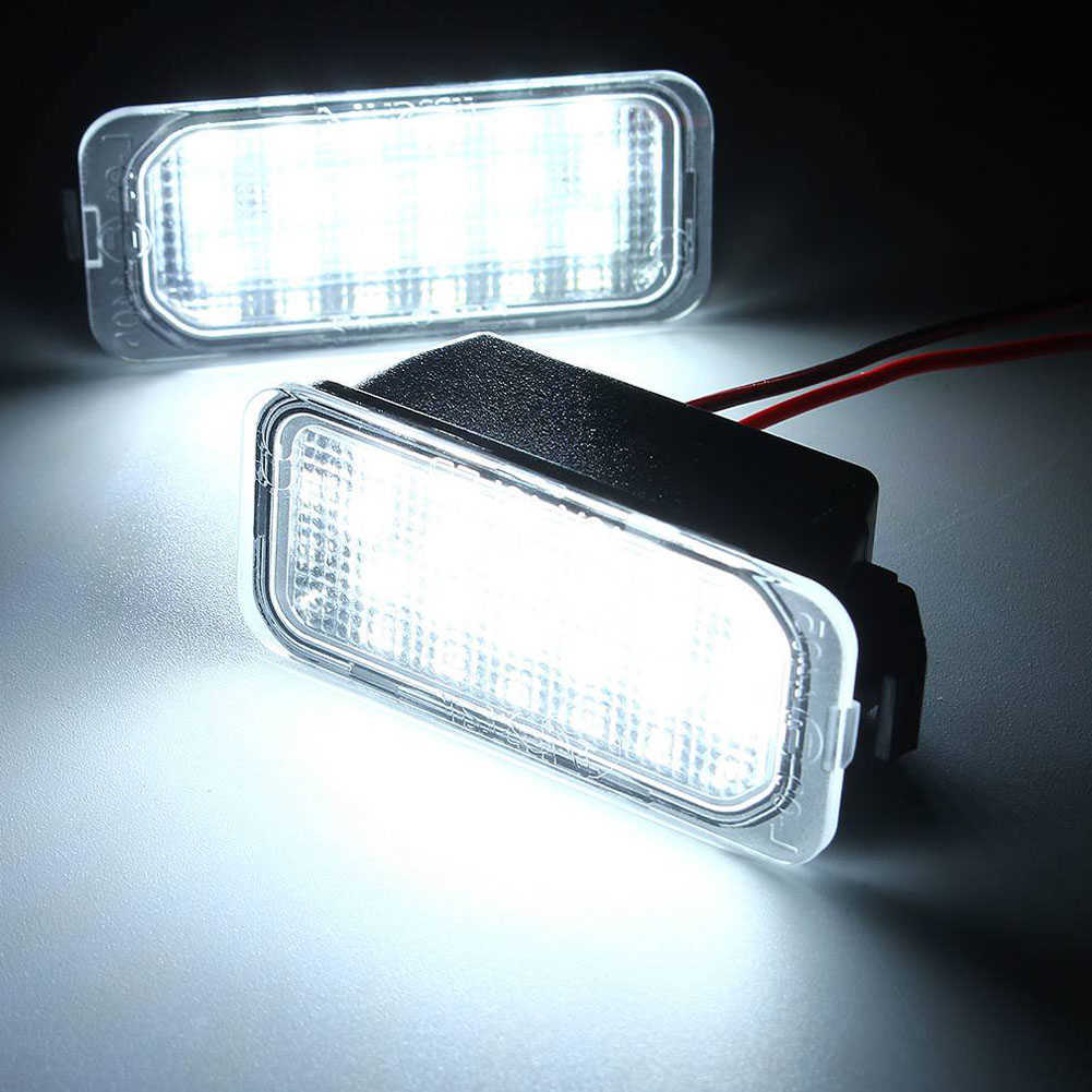 Nouveau 2 pièces 12V LED plaque d'immatriculation lumière 18 LED s lampes de signalisation blanches aucune erreur lampe de coffre pour Ford FOCUS MK II FIESTA MK VII MONDEO