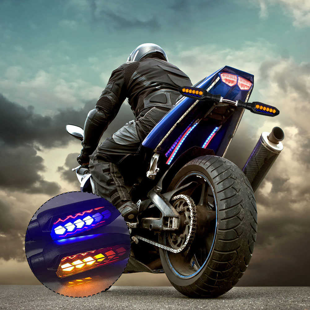 Ny motorcykel flödande turn signaler lampor 12v blinkande dagtid körning ljus LED -varning blinkar motorcykel indikator sväng lampan