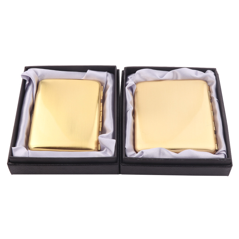 Smoking Pipes New Metal Stainless Steel Flap Smooth Face Cigarette Box Gold and Silver 16 Pack 20 Pack Compression Storage Box