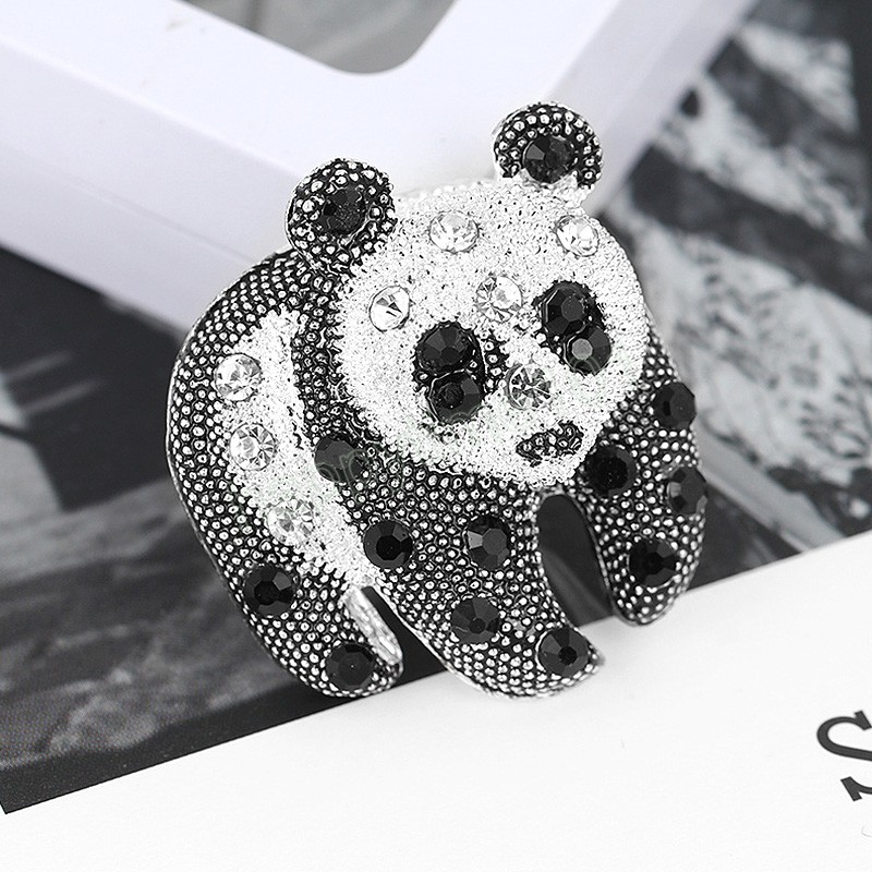 Fashion Cartoon Panda Brooch Unisex Costume Clothes Pin Crystal Rhinestone Brooches Cute Animal Brooch Jewelry Accessories Gifts