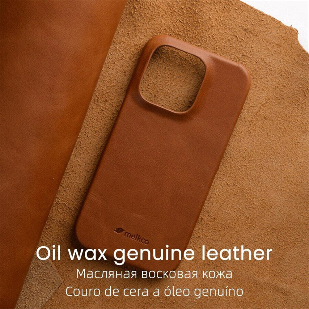 Original Melkco Genuine Leather Case for iPhone 15 Pro Max 14Pro 14 Oil Wax Retro Business Back Cover