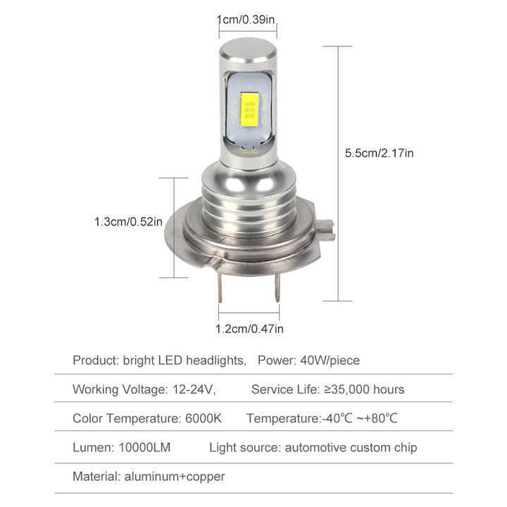 New H7 LED Car Headlight LED Bulb 80W 10000LM High Lumen Auto Lamps Canbus LedFog Light 6000K White IP68 Waterproof Car Accessories