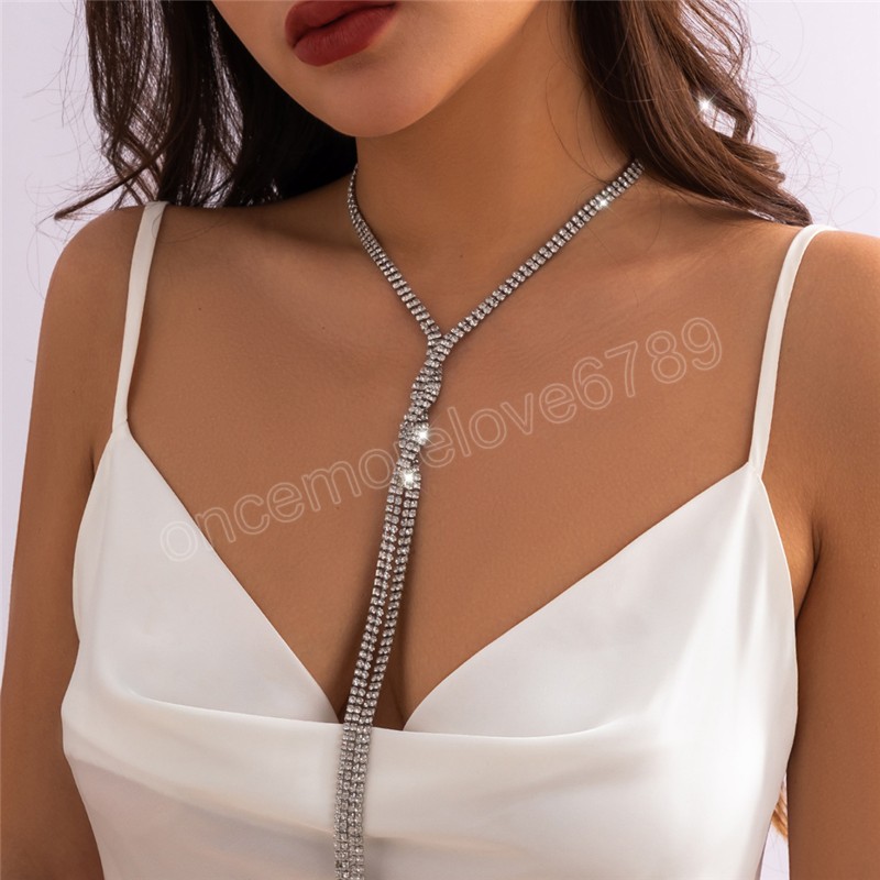 Luxus Sexy Strass Kette Halskette für Frauen Mi Vintage Lange Quaste Halsband Kristall Kragen Schmuck Hals Zubehör