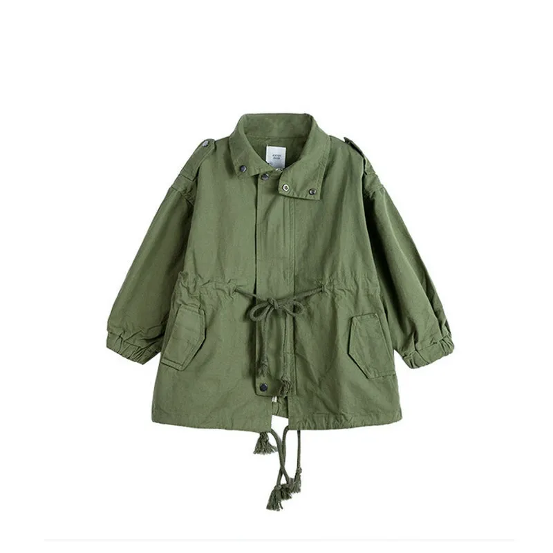 Neue Frühling Herbst Kinder Mädchen Trenchcoat Windjacke Mittlere Länge Staubmantel Kinder Mädchen Casual Outwear Reißverschluss Mäntel