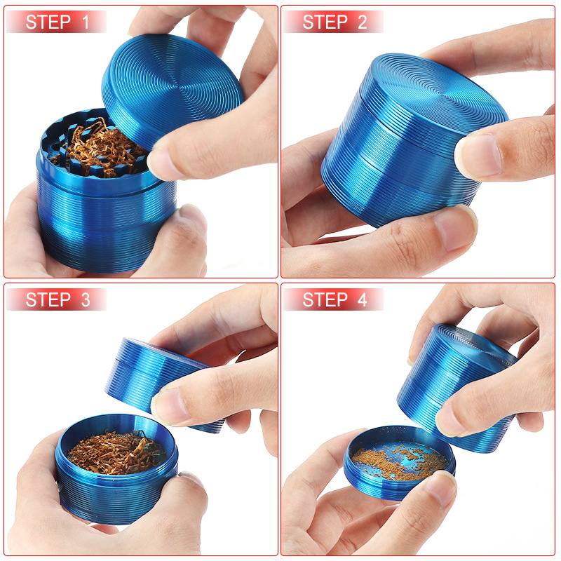 Smoking Pipes Spot 50MM zinc alloy cigarette grinder threaded flat plate 4-layer grinder