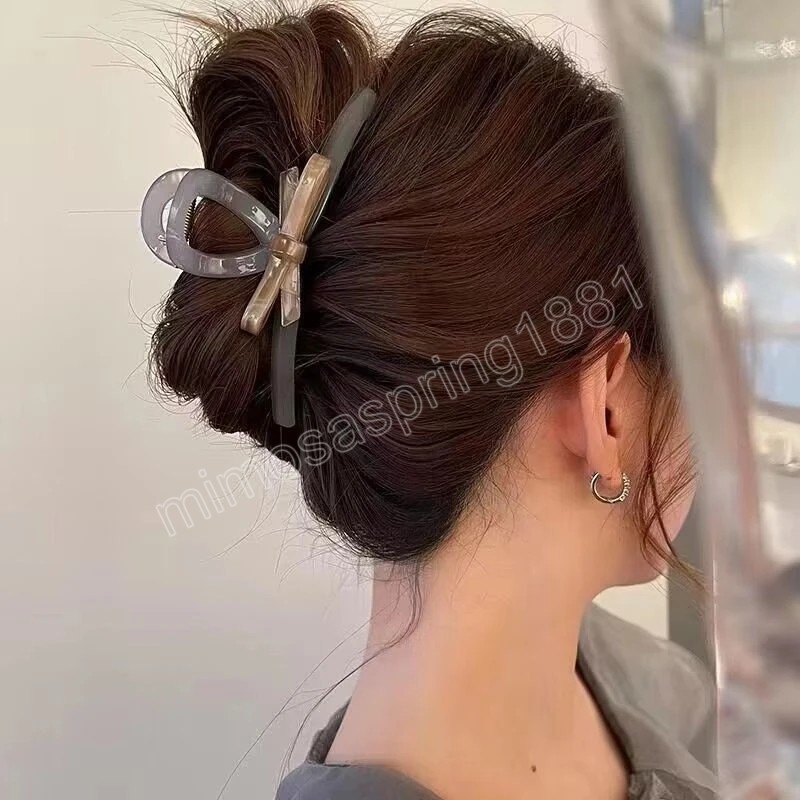 İçi boş bowknot şekil saç pençe akrilik büyük klip kadın kız tavan aksesuarları ins kore moda barrette saç tokaları