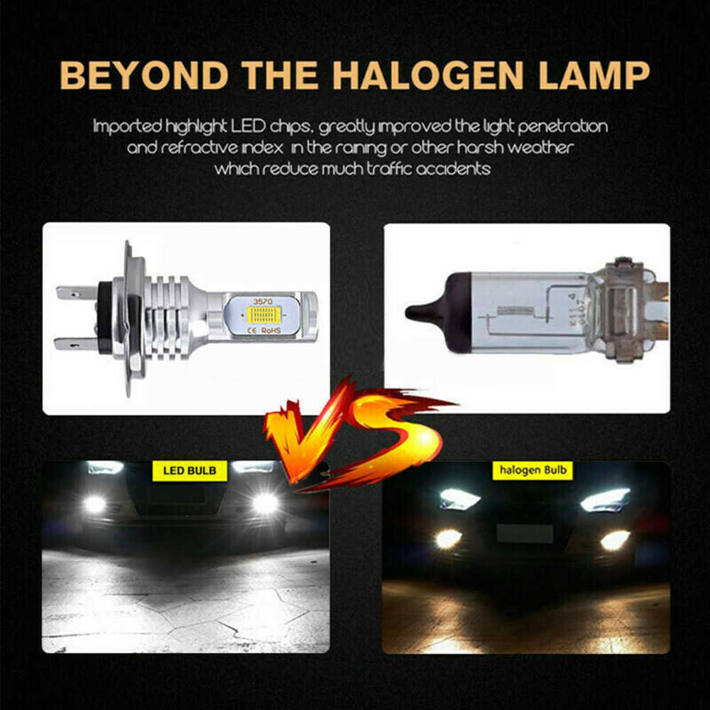 New H7 LED Headlight Bulbs Kit High or Low Beam 55W 8000LM Super Bright 6000K White