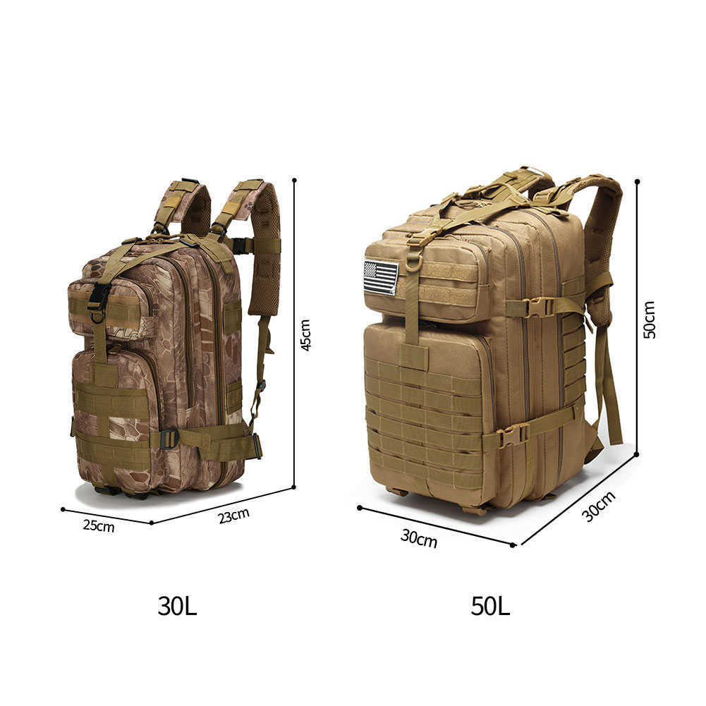 Backpacking Packs 1000D Nylon Military Tactical Backpack 50L Waterproof Large Capacity Bag Assault Pack For Camping Hunting Trekking Men Rucksacks P230508