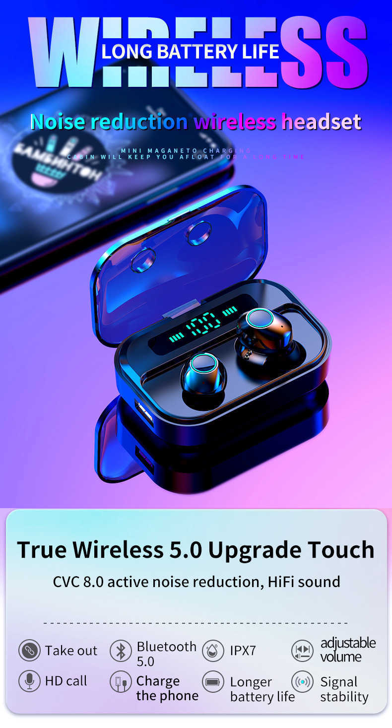 M7 M7S X7 Bluetooth Headphone Touch Digital Display Wireless Sports Waterproof TWS5.0 New Private Model