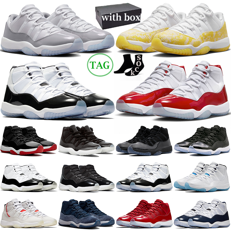 Athletic 11 med Box 11s Basketball Shoes Cement Grey DMP Cherry Cool Grey Bred Cap and Gown Concord Gamma Blue Space Jam Mens Trainers Women Outdoor Sports Sneakers