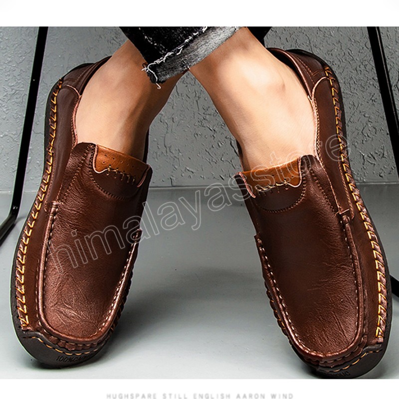 Hommes chaussures décontractées mode chaussures plates en cuir véritable classiques chaussures de conduite confortables chaussures à plate-forme en caoutchouc