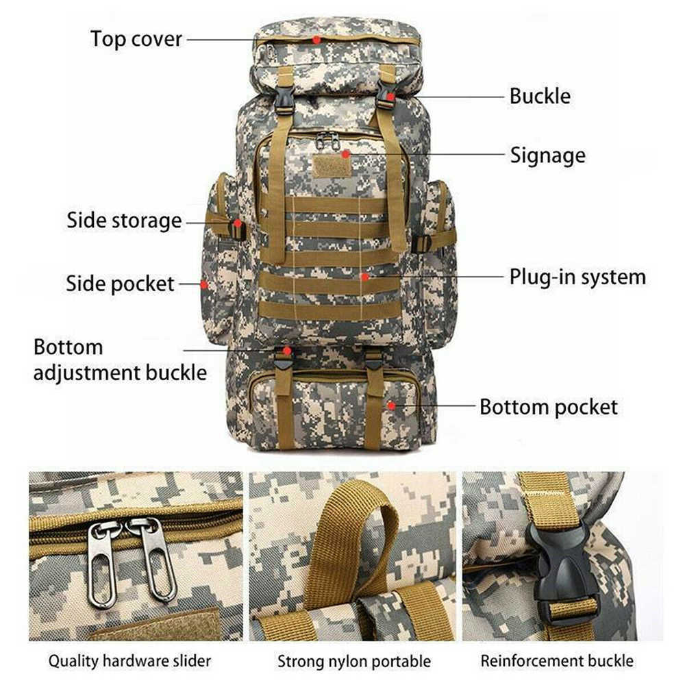 Рюкзак упаковки 80 л. Большой открытый рюкзак для альпинистских рюкзаков, похода, большая вместимость
