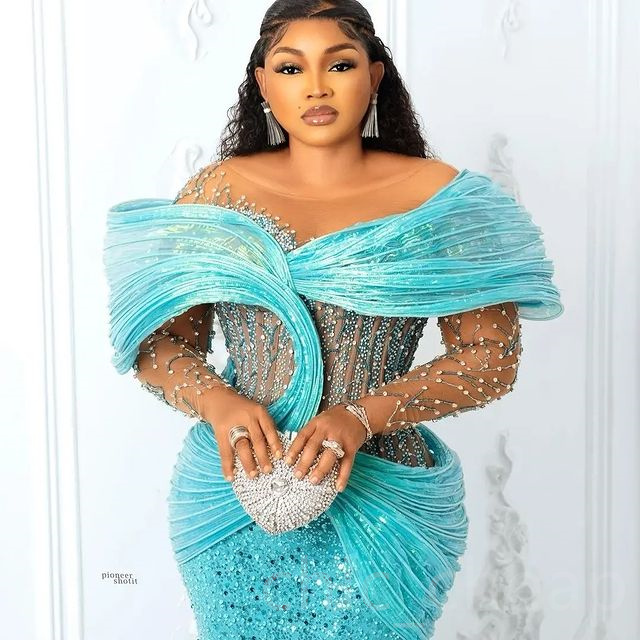 2023 mai ASO Ebi Luxurious Sirène Prom Dress Dreed Lace Lace Night Form Formal Deuxième réception Robes de fiançailles d'anniversaire Robe de Soiree ZJ194