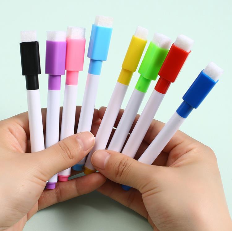 Whiteboard marker magnetische whiteboard pen droge wissen wissen witte bord markers magneet pennen ingebouwd in gum schoolschool benodigdheden SN4146