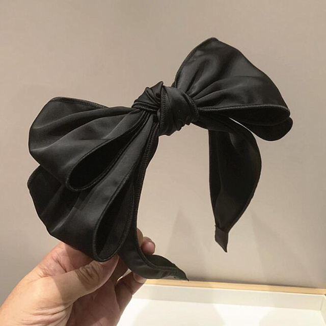 New Fashion Hairband For Women Wide Side Big Bowknot Headband For Girls Solid Color Casual Turban Travel Hair Accessories