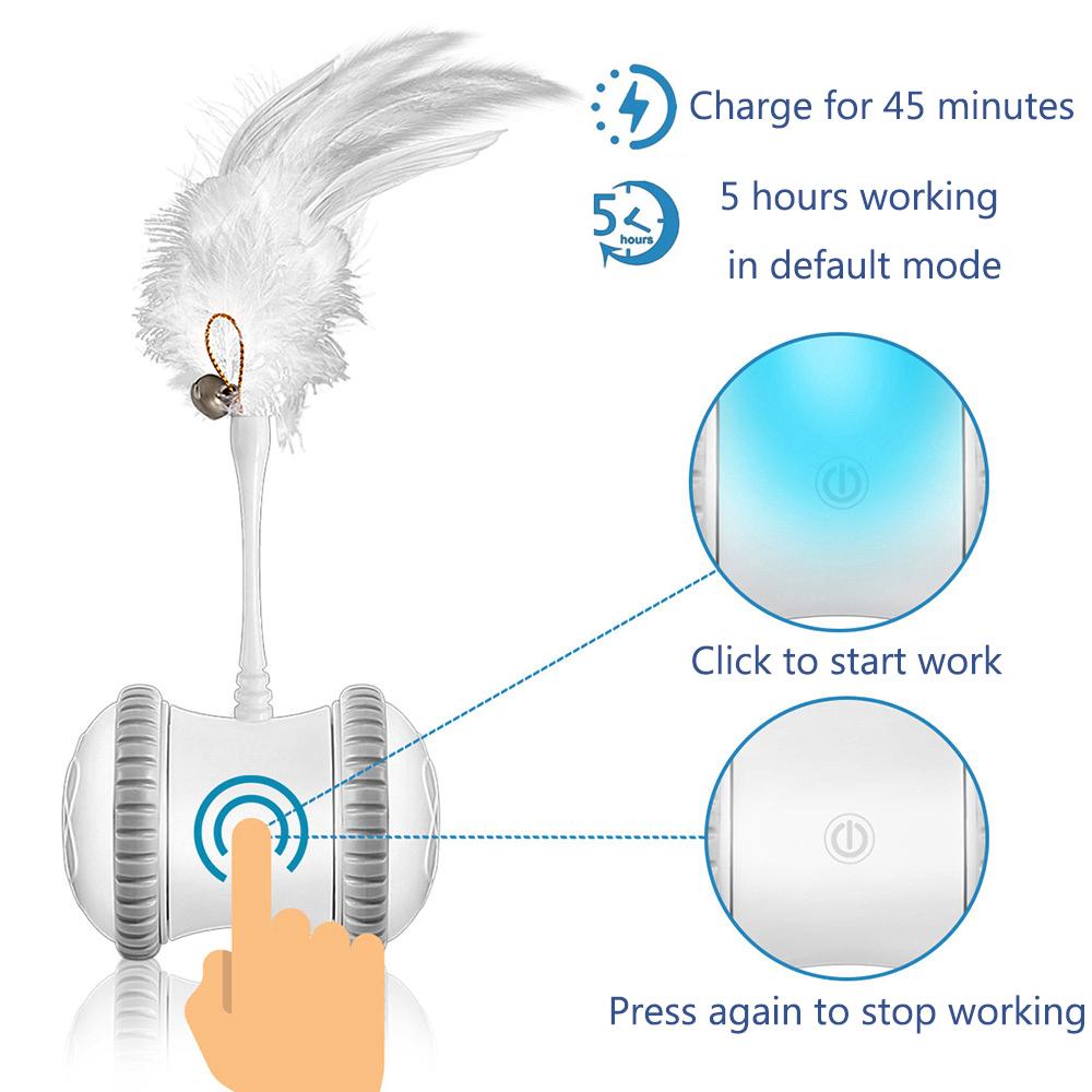 Spielzeug Smart Electric Balance Auto Lustiges Katzenspielzeug Feder Katzenstab Induktion 360° Rotation Roboter Interaktiv Indoor Katzenjagd Sport