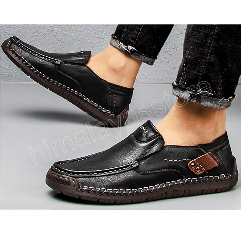 Hommes chaussures décontractées mode chaussures plates en cuir véritable classiques chaussures de conduite confortables chaussures à plate-forme en caoutchouc