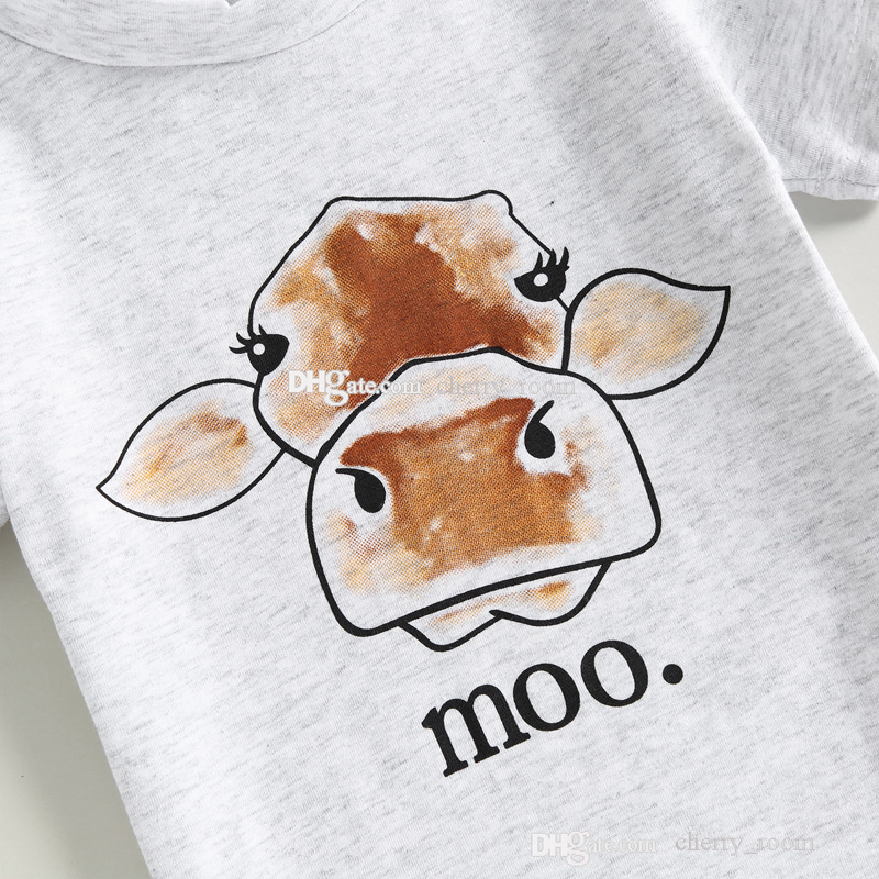 ensembles de vêtements de dessin animé pour bébés garçons été bébé vache imprimé à manches courtes T-shirt dessiner corde shorts vêtements décontractés costume enfant en bas âge tenues décontractées S2199