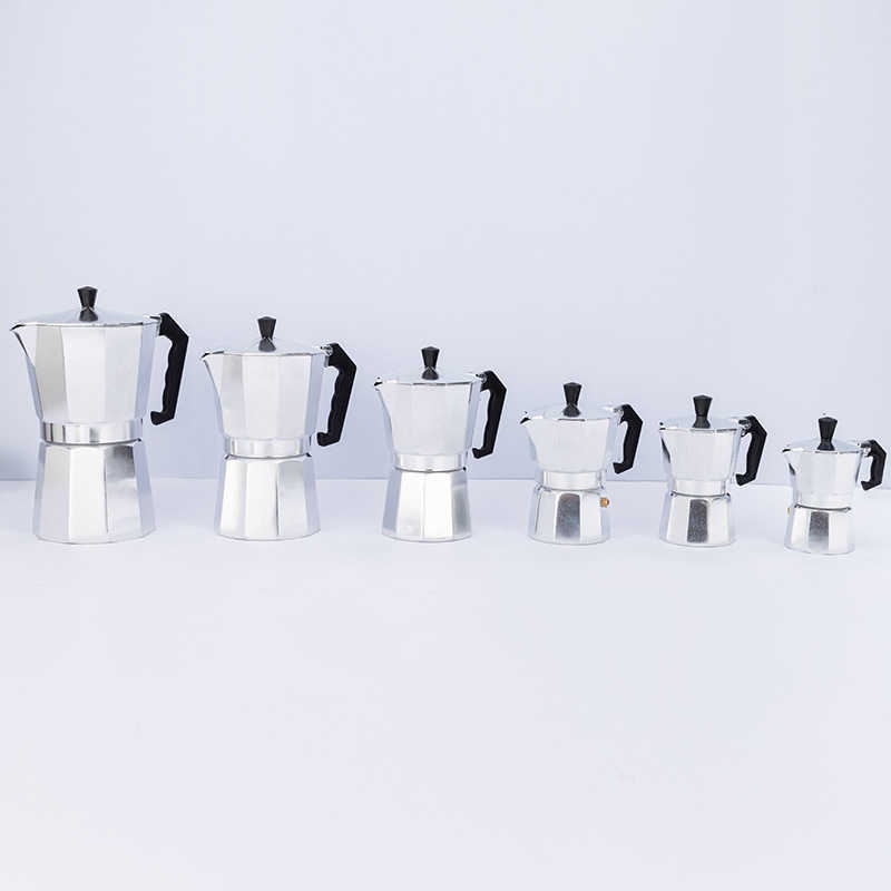 Koffiepotten 50-600 ml draagbare moka pot snel koffiemachine aluminium koffie percolator mocha espresso koffiezetapparaat gebruiksvoorwerpen koffieaccessoires p230508