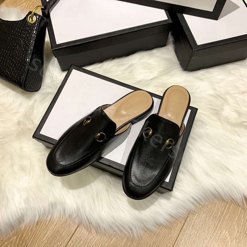 Designer Donna Mocassini Pantofole Sandali in pelle Slide Scarpe casual Pantofole Ciabatte Sandalo Catena in metallo Pizzo Velluto Scivoli con scatola 35-41