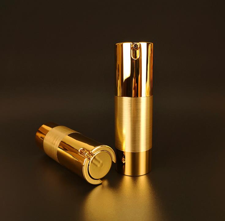 15ml 30ml 50ml 80ml 100ml Airless plastic pump bottle hot stamp gold cream container essential oil sub-bottle SN4151