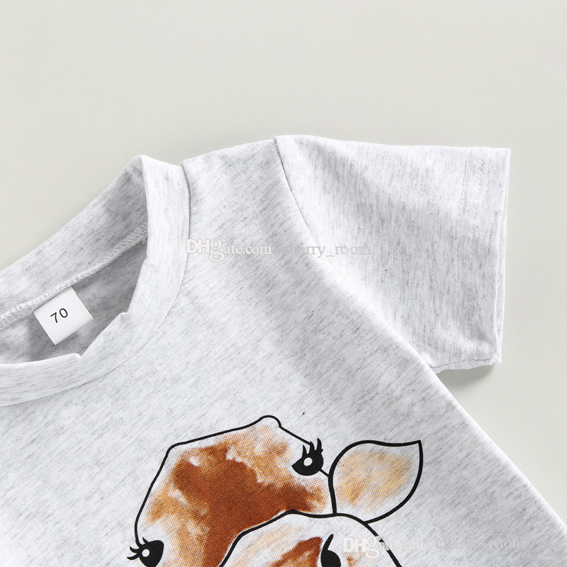 ensembles de vêtements de dessin animé pour bébés garçons été bébé vache imprimé à manches courtes T-shirt dessiner corde shorts vêtements décontractés costume enfant en bas âge tenues décontractées S2199