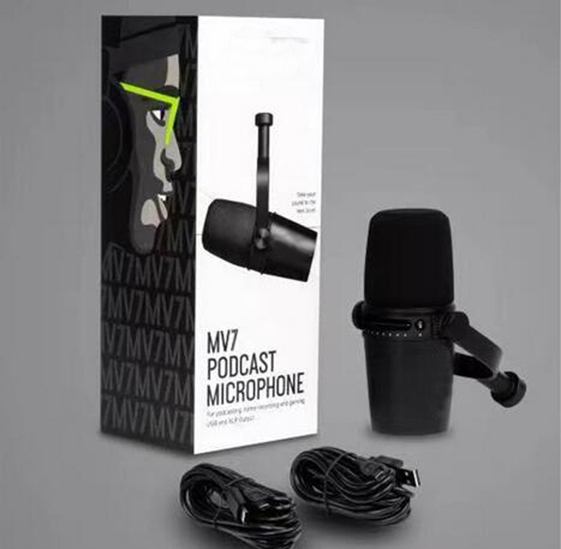 Hight Quality MV7 Professional Cardioid Dynamic Brand Microphone Studio Frequency Response USB Wired Mic for TV Live Vocal Recording Podcast Performance Vs SM7B