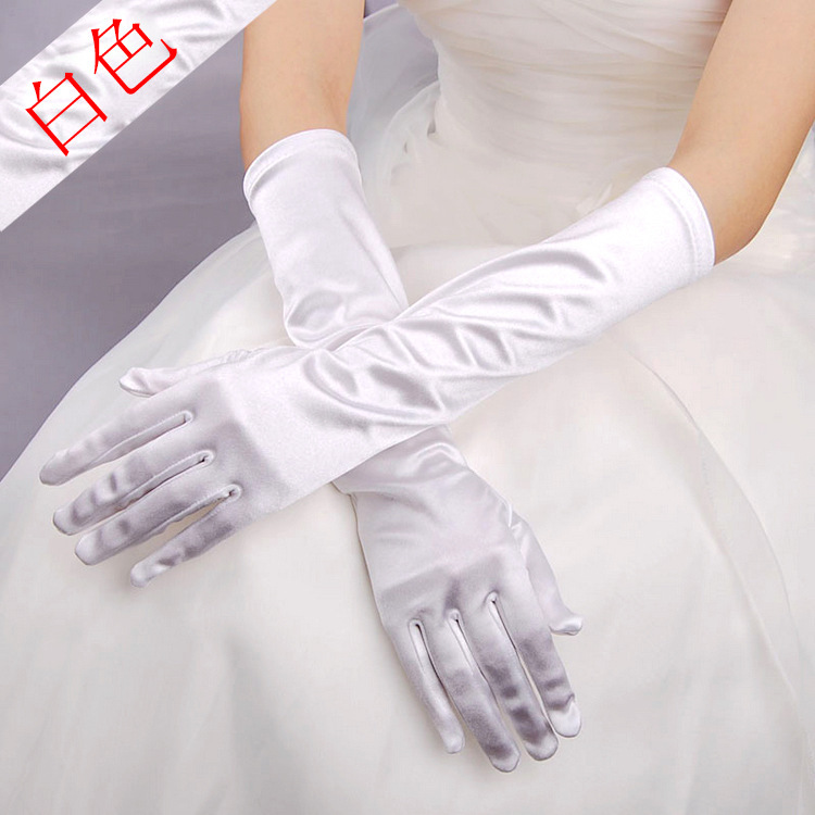 Vente en gros de gants de mariée, robes de mariée, robes de spectacles, banquets, festivals et gants en plusieurs couleurs