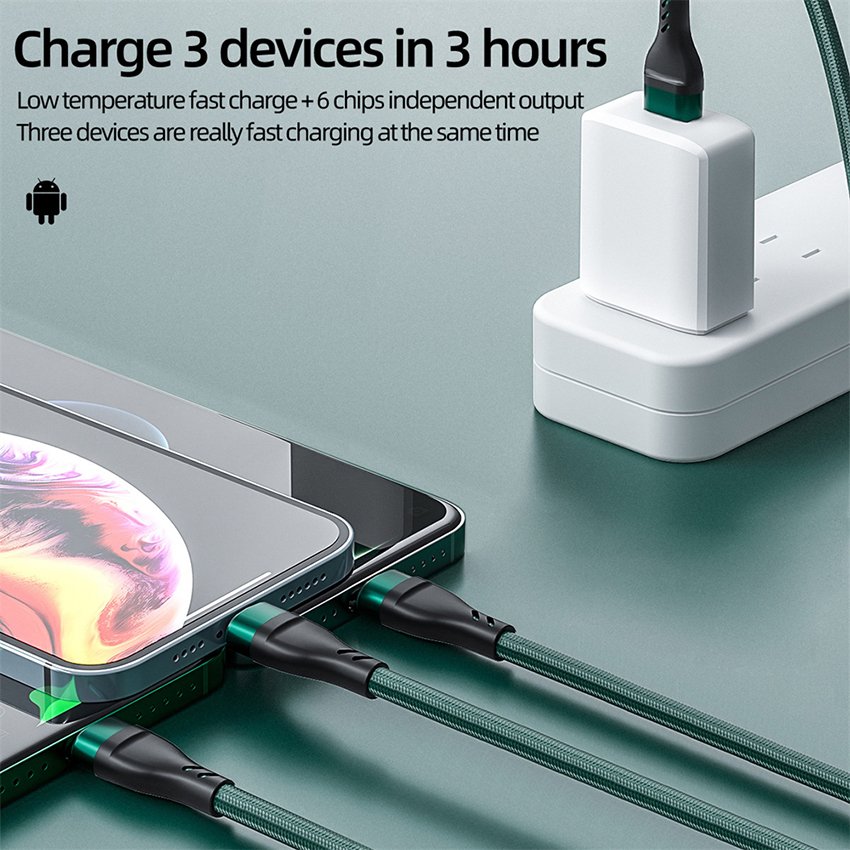Tête de charge ultra rapide T3 avec câbles de données de type c Chargeur adaptateur secteur USB pour chargeurs rapides de téléphones portables