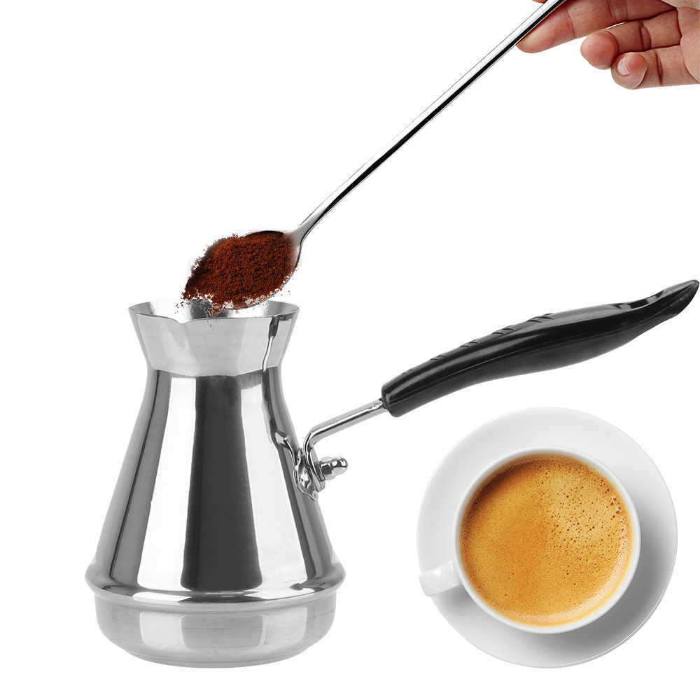 Coffee Pots Add to Wish List Turkish Coffee Pot European Stainless Steel Coffee Utensils Long Handle Moka Butter Fusion Pot Cooking Tools P230508