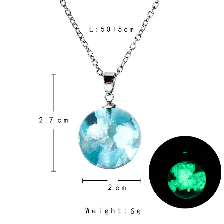 Chic Transparent Resin Rould Ball Cloud Pendant Necklace Women Blue Sky White Cloud Chain Necklace Fashion Jewelry Gifts for Girl Wholesale