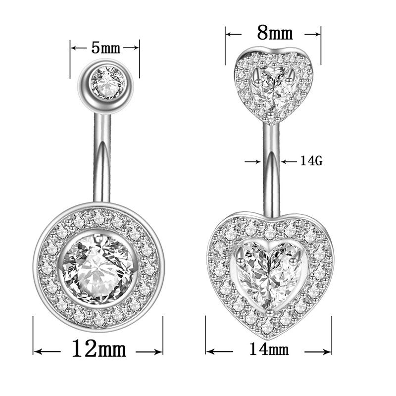 Moda Belly Butrind Piercing Heart Navel Ring 316L