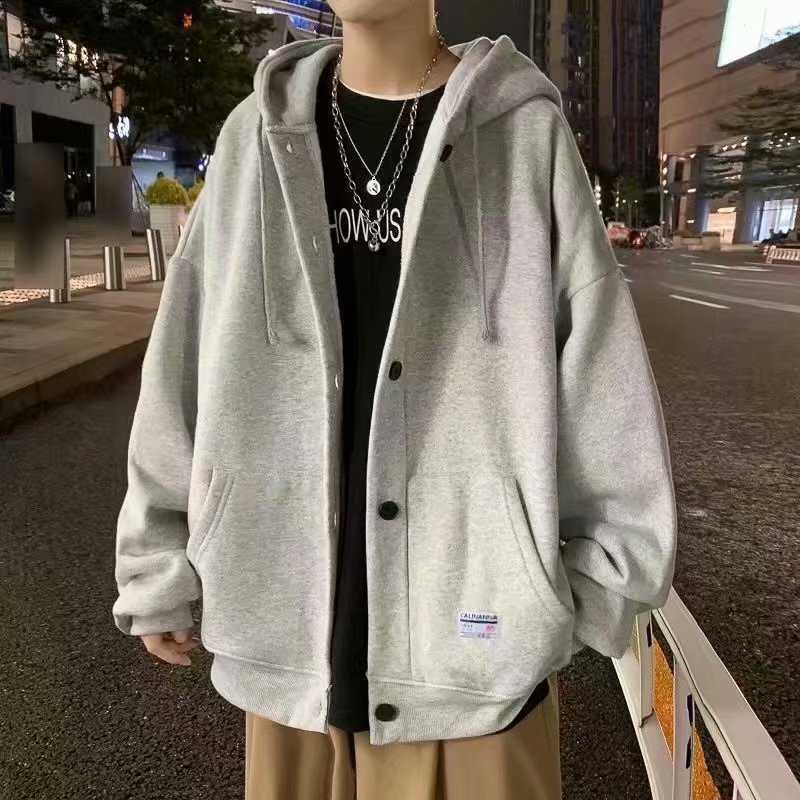 Autumn and Winter Plush Oversized Sweaters, Cardigans, Boys' Outerwear, Hooded Clothes, Korean Version of Harajuku Style