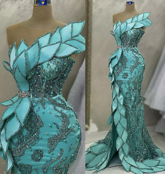 Aso Ebi 2023 arabe sirène luxueuse Robe de bal cristaux perles soirée formelle fête deuxième réception anniversaire robes de fiançailles robes Robe de soirée SH021