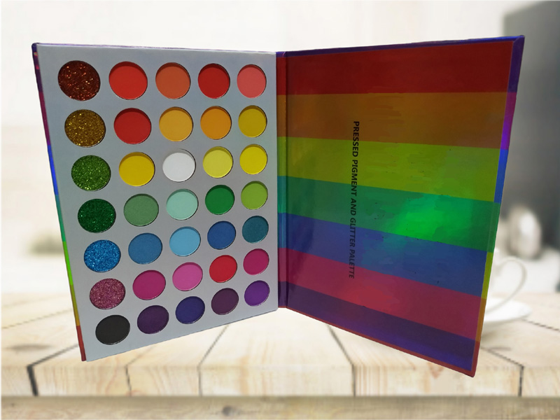 Hochpigmentierte bunte Lidschatten-Palette, 35 Regenbogenfarben, langlebige, wasserfeste, matte, schimmernde Lidschatten-Palette, Make-up-Glitzer-Palette