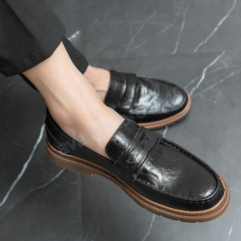 Mocassins en cuir véritable pour hommes, chaussures de luxe à enfiler, décontractées, britanniques, mocassins d'affaires, chaussures de conduite confortables