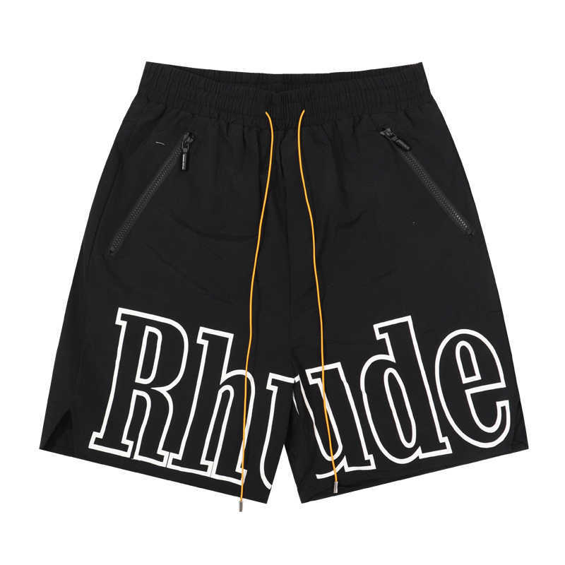 Men's Shorts Summer High Street Tide Men RHUDE Letter Drawstring Shorts 3m Reflective Hip-hop Casual Pants Beach Couple Five-point Shorts