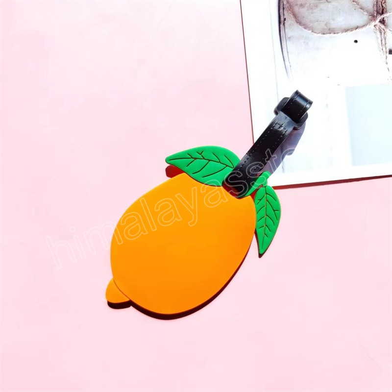 Accessori da viaggio Etichette imbarco bagagli creativi Etichetta bagagli Frutta Cartone animato PVC Gel Valigia ID Porta indirizzi Portatile