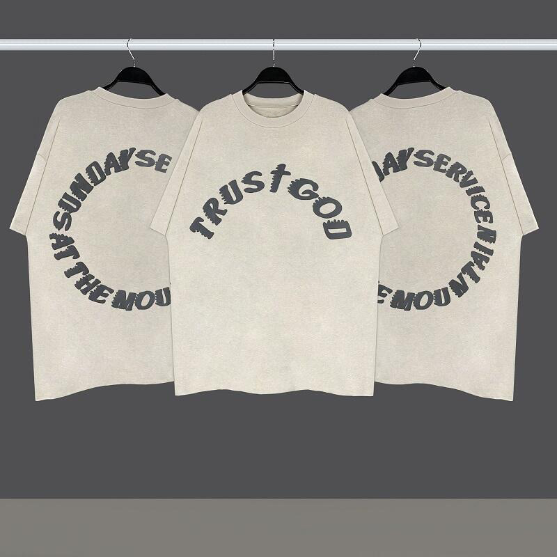 T-shirts pour hommes Sunday Limit Alphabet moussant High Street lâche manches courtes T-shirt simple kaki LiSa