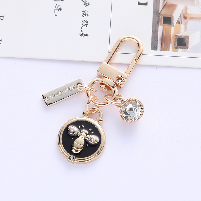 Creative Rhinestone Small Bee Keychain Pendant Lady Fashion Bag Car Keychains Jewelry Gift In Bulk