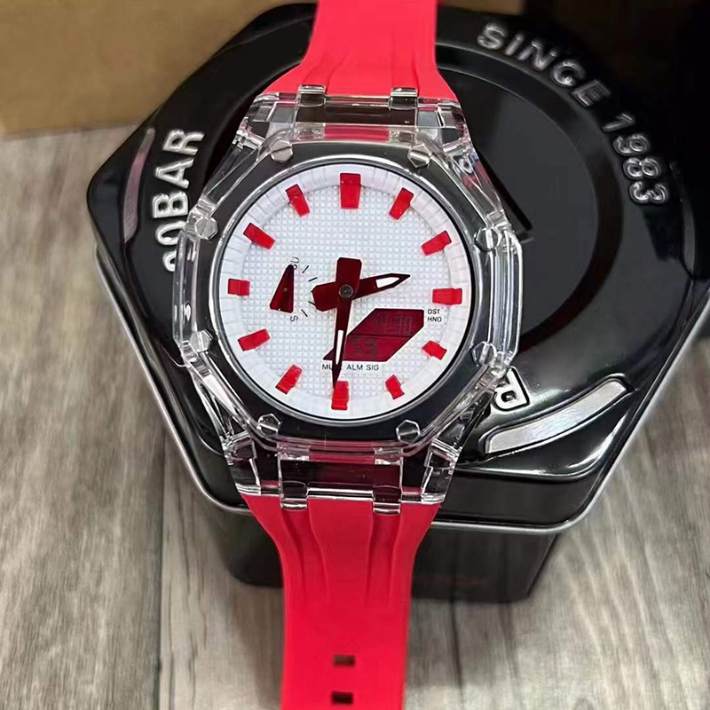 Ga relógio de pulso led display duplo masculino feminino senhoras esportes casuais completos royal carvalho eletrônico digital luxo com logotipo relógio 21