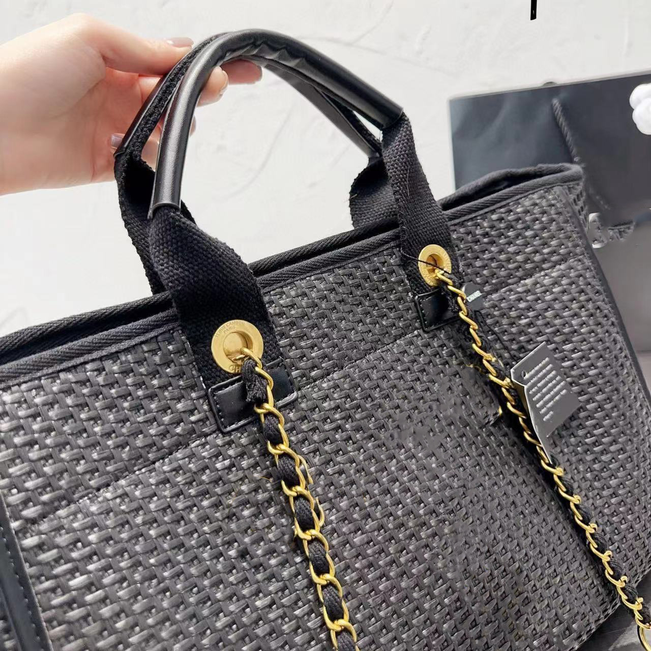 Luxury Designer Handbags Women Deauville Beach Bags Fashion Knitting Purse Lady Handbag Classic Shoulder Bag Holiday Brand Shipping Cc Bags Travelling Chain 37Cm