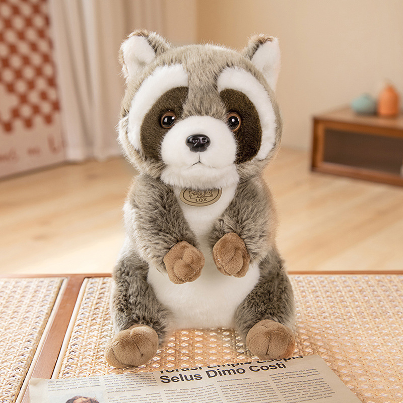 17/23/30 cm Simulatie Raccoon Peluche speelgoed Mooie dierenpoppen Leuke wasbeer met bells Mantel verjaardagscadeau voor kinderen